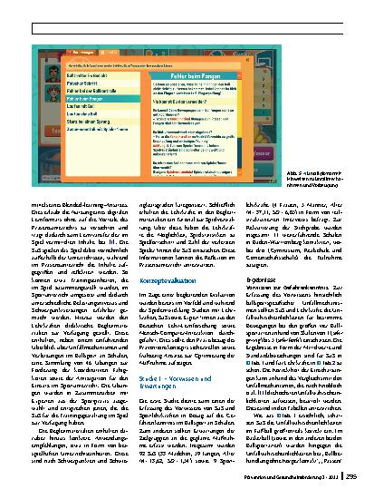 Vorschauseite 5: Prävention von Ballsportunfällen an Schulen mittels eines „serious game“: Konzeptvorstellung und begleitende Evaluation
