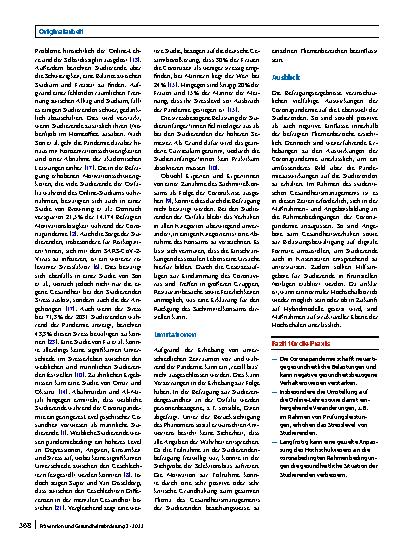 Vorschauseite 5: Einflüsse der Coronapandemie auf gesundheitsbezogene Verhaltensweisen und Belastungen von Studierenden