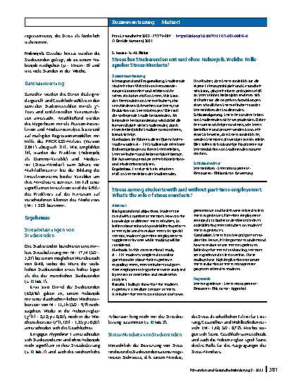 Vorschauseite 3: Stress bei Studierenden mit und ohne Nebenjob