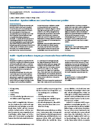 Vorschauseite 3: Gesundheit – digital und inklusiv: eine Lernsoftware barrierearm gestalten