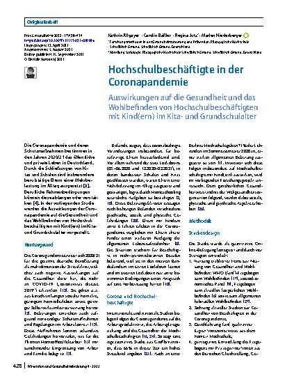 Vorschauseite 1: Hochschulbeschäftigte in der Coronapandemie