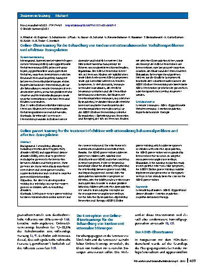 Vorschauseite 3: Online-Elterntraining für die Behandlung von Kindern mit externalisierenden Verhaltensproblemen und affektiver Dysregulation