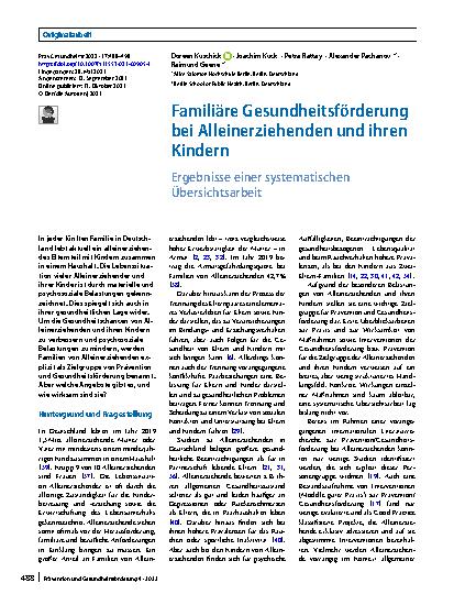 Vorschauseite 1: Familiäre Gesundheitsförderung bei Alleinerziehenden und ihren Kindern