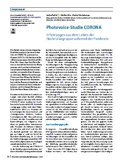 Vorschauseite 1: Photovoice-Studie CORONA