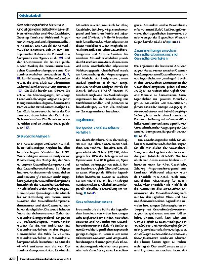 Vorschauseite 4: Gesundheitskompetenz und Gesundheitsverhalten im Jugendalter: Ergebnisse einer bundesweiten Online-Befragung Jugendlicher