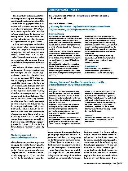 Vorschauseite 3: „Blaming the victim?“ Ergebnisse einer Vignettenstudie zur Stigmatisierung von HIV-positiven Personen