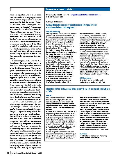 Vorschauseite 3: Gesundheitsbezogene Verhaltensänderungen in der nachberuflichen Lebensphase