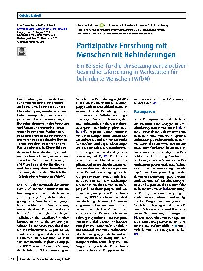 Vorschauseite 1: Partizipative Forschung mit Menschen mit Behinderungen