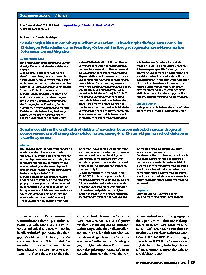 Vorschauseite 3: Soziale Ungleichheit in der Zahngesundheit von Kindern
