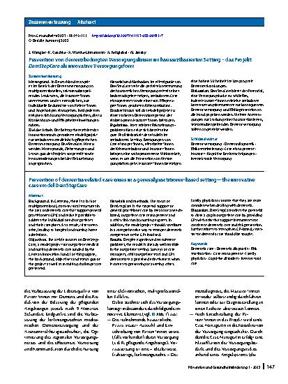 Vorschauseite 3: Prävention von demenzbedingten Versorgungskrisen im hausarztbasierten Setting – das Projekt DemStepCare als innovative Versorgungsform