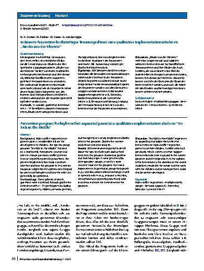 Vorschauseite 3: Indizierte Prävention hochstrittiger Trennungseltern: eine qualitative Implementationsstudie zu „Kinder aus der Klemme“