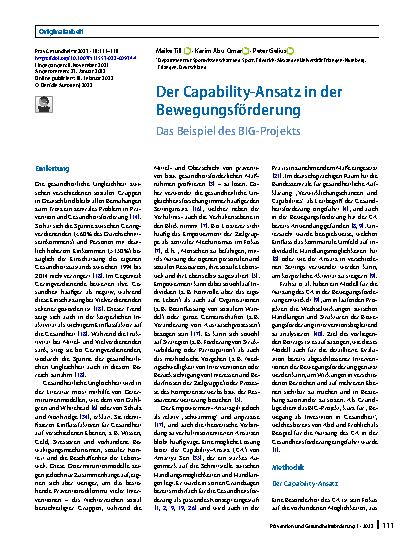 Vorschauseite 1: Der Capability-Ansatz in der Bewegungsförderung