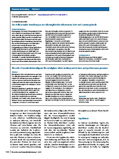 Vorschauseite 3: Die Rolle sozialer Beziehungen am Arbeitsplatz bei Arbeit unter Zeitund Leistungsdruck