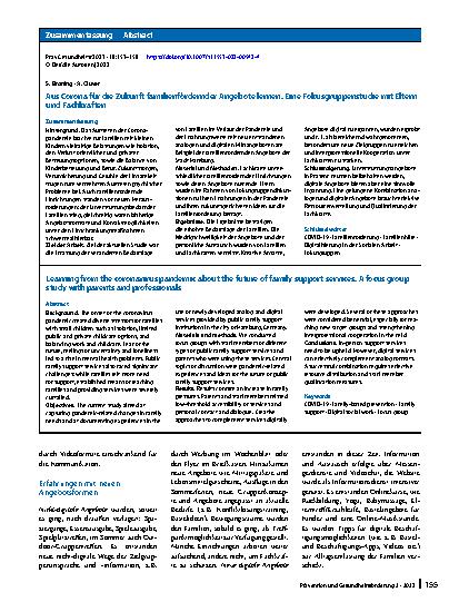 Vorschauseite 3: Aus Corona für die Zukunft familienfördernder Angebote lernen