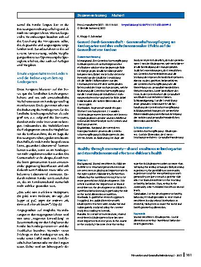 Vorschauseite 3: Gesund durch Gemeinschaft – Gemeinschaftsverpflegung im Kindergarten und ihre mehrdimensionalen Effekte auf die Gesundheit von Kindern