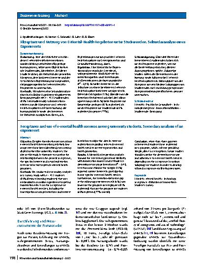 Vorschauseite 3: Akzeptanz und Nutzung von E-Mental-Health-Angeboten unter Studierenden