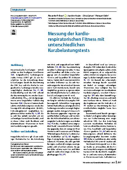 Vorschauseite 1: Messung der kardiorespiratorischen Fitness mit unterschiedlichen Kurzbelastungstests