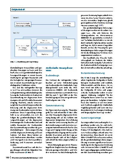 Vorschauseite 2: Pandemiebedingte Belastungserfahrungen, Ressourcen und depressive Stimmungen von Studierenden am Ende des Online-Wintersemesters 2020/21