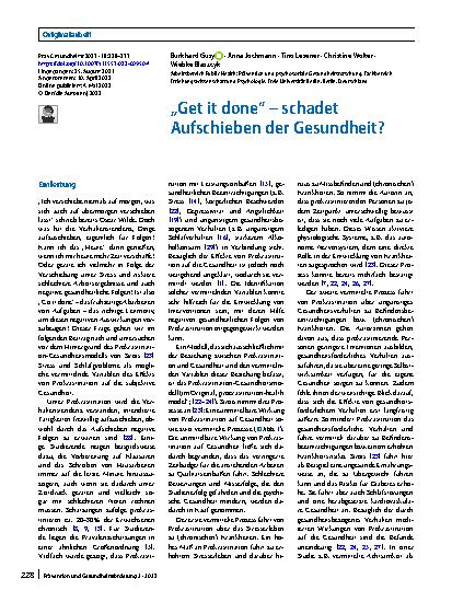 Vorschauseite 1: „Get it done“ – schadet Aufschieben der Gesundheit?