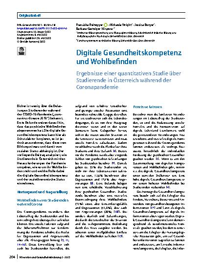 Vorschauseite 1: Digitale Gesundheitskompetenz und Wohlbefinden