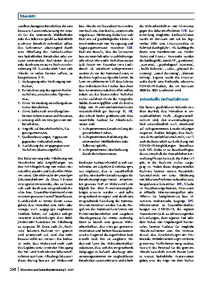 Vorschauseite 2: Widerstände gegen Präventionsmaßnahmen während der COVID-19-Pandemie: Ursachen und Strategien für ihre Minimierung