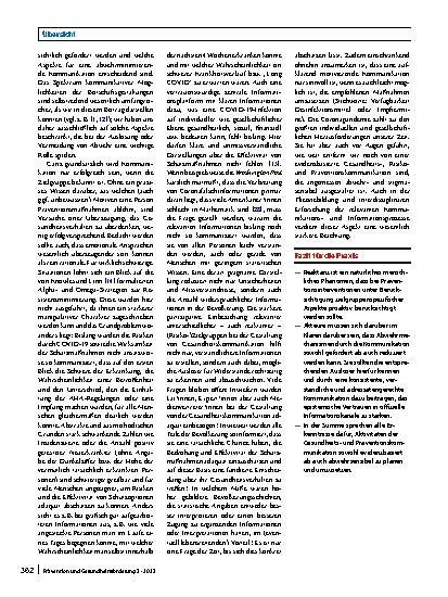 Vorschauseite 6: Widerstände gegen Präventionsmaßnahmen während der COVID-19-Pandemie: Ursachen und Strategien für ihre Minimierung