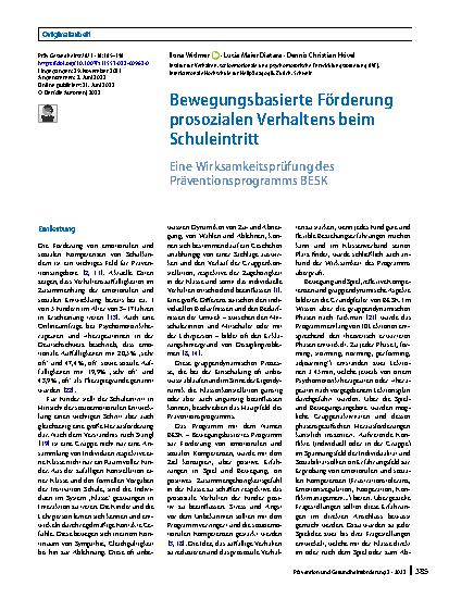 Vorschauseite 1: Bewegungsbasierte Förderung prosozialen Verhaltens beim Schuleintritt