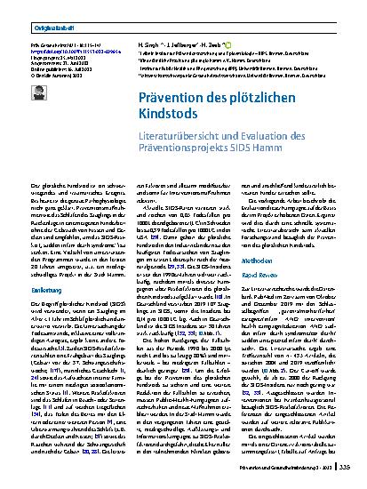 Vorschauseite 1: Prävention des plötzlichen Kindstods