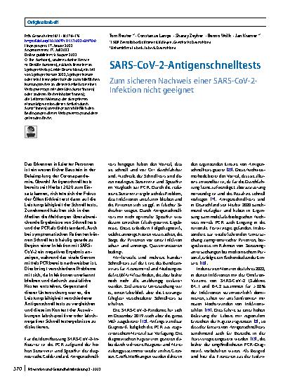 Vorschauseite 1: SARS-CoV-2-Antigenschnelltests