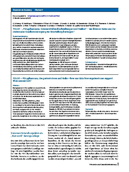 Vorschauseite 3: POLAR – „POLypharmazie, Arzneimittelwechselwirkungen und Risiken“ – wie können Daten aus der stationären Krankenversorgung zur Beurteilung beitragen?