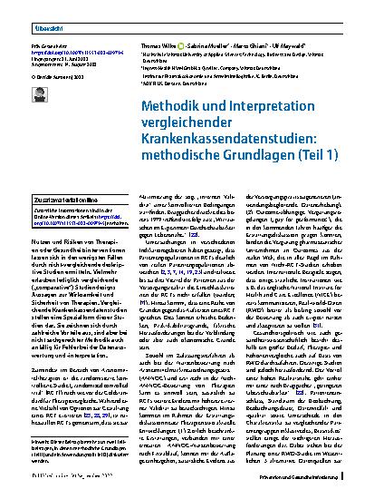 Vorschauseite 1: Methodik und Interpretation vergleichender Krankenkassendatenstudien: methodische Grundlagen (Teil 1)