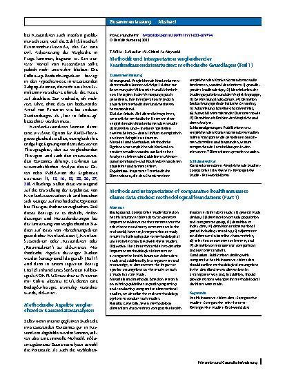 Vorschauseite 3: Methodik und Interpretation vergleichender Krankenkassendatenstudien: methodische Grundlagen (Teil 1)