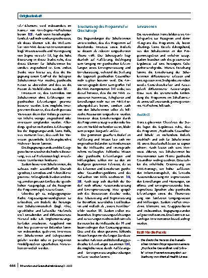 Vorschauseite 5: Unterrichtsprogramm zur Förderung von Mental Health Literacy