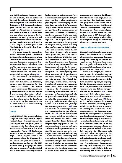 Vorschauseite 2: Schmerztherapie mit „eye movement desensitization and reprocessing“ (EMDR): eine Pilotstudie zur Verbesserung der Lebensqualität