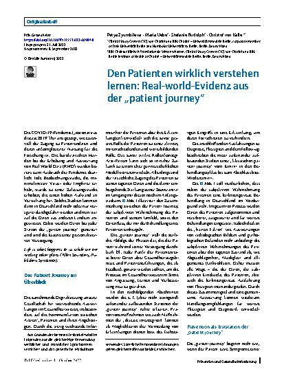 Vorschauseite 1: Den Patienten wirklich verstehen lernen: Real-world-Evidenz aus der „patient journey“