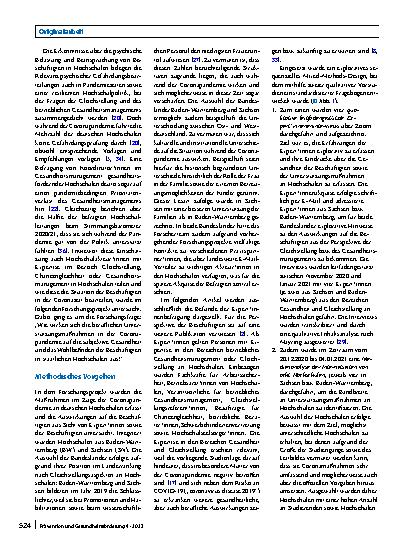 Vorschauseite 2: Auswirkungen der Corona-Unterstützungsmaßnahmen auf die subjektive Gesundheit und das Wohlbefinden der Beschäftigten in staatlichen Hochschulen aus Sicht von Expert*innen