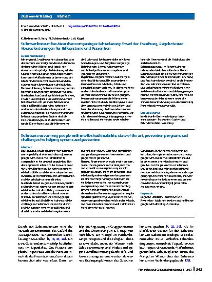 Vorschauseite 3: Substanzkonsum bei Menschen mit geistiger Behinderung: Stand der Forschung, Angebote und Herausforderungen für Hilfesysteme und Prävention