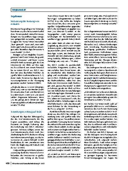Vorschauseite 4: Digitale Gesundheitsanwendungen (DiGA) in der Primärversorgung – Erfahrungen und Beobachtungen von Hausärzt*innen hinsichtlich der Anwendung von DiGA