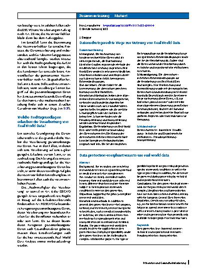 Vorschauseite 3: Datenschutzgerechte Wege zur Nutzung von Real World Data