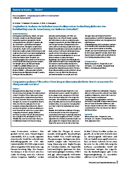 Vorschauseite 3: Vergleichende Analysen der Sicherheit neuer Medikamente in Beobachtungskohorten: Wie berücksichtigt man die Veränderung von Risiken im Zeitverlauf?