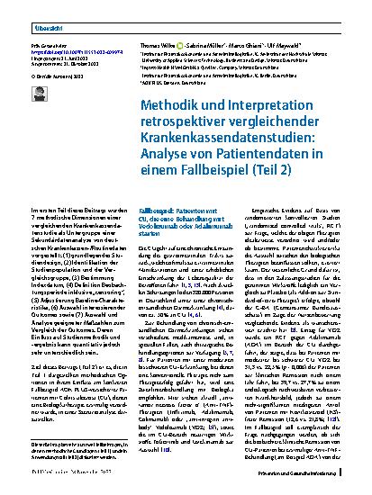 Vorschauseite 1: Methodik und Interpretation retrospektiver vergleichender Krankenkassendatenstudien: Analyse von Patientendaten in einem Fallbeispiel (Teil 2)