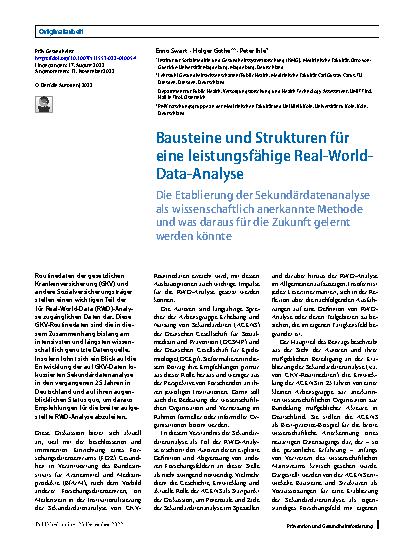 Vorschauseite 1: Bausteine und Strukturen für eine leistungsfähige Real-World-Data-Analyse
