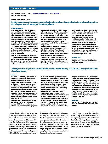 Vorschauseite 3: Schulprogramme zur Förderung der psychischen Gesundheit. Die psychische Gesundheitskompetenz von Lehrpersonen als wichtiger Umsetzungsfaktor