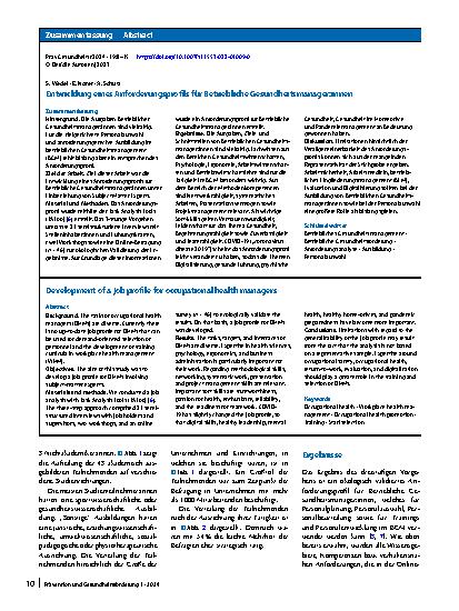 Vorschauseite 3: Entwicklung eines Anforderungsprofils für Betriebliche Gesundheitsmanager:innen