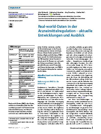 Vorschauseite 1: Real-world-Daten in der Arzneimittelregulation – aktuelle Entwicklungen und Ausblick