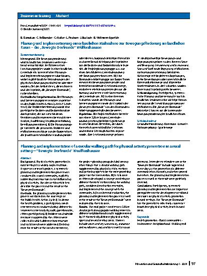 Vorschauseite 3: Planung und Implementierung einer baulichen Maßnahme zur Bewegungsförderung im ländlichen Raum – die „Bewegte Dorfrunde“ Wülfershausen
