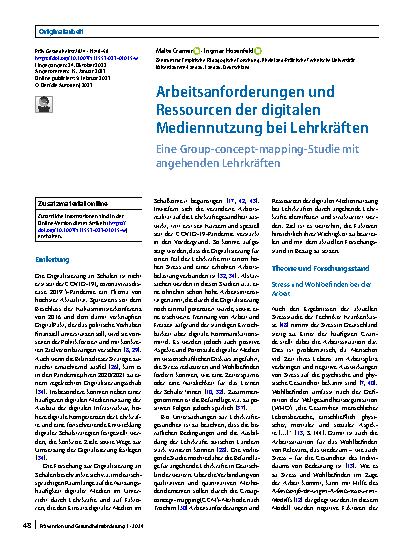 Vorschauseite 1: Arbeitsanforderungen und Ressourcen der digitalen Mediennutzung bei Lehrkräften