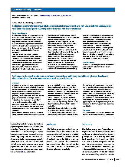 Vorschauseite 3: Selbst eingeschätzte kognitive Glukosesensitivität: Zusammenhang mit Langzeitblutzuckerspiegel und diabetesbedingter Belastung bei Individuen mit Typ-1-Diabetes