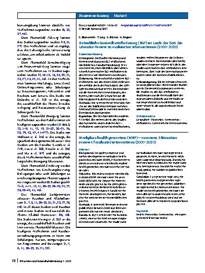 Vorschauseite 3: Betriebliche Gesundheitsförderung (BGF) im Laufe der Zeit