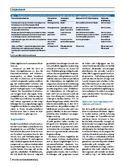 Vorschauseite 4: Prävention und Kostenkontrolle im Gesundheitswesen